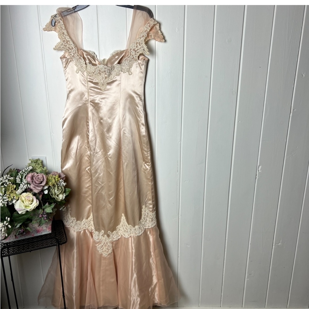 Rare Vintage Satin and Lace Gown - Picture 2 of 14